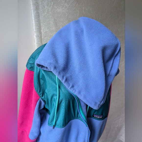 Patagonia NWOT Microdini Full Fleece Hoodie Zip Jacket Xxl Womens Hot Pink Blue - Picture 4 of 13